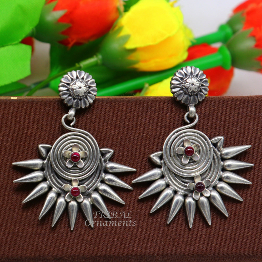 92.5 sterling silver handmade fabulous hanging drop dangle stud earring, best customized gifting jewelry for party Garba belly dance s1050 - TRIBAL ORNAMENTS