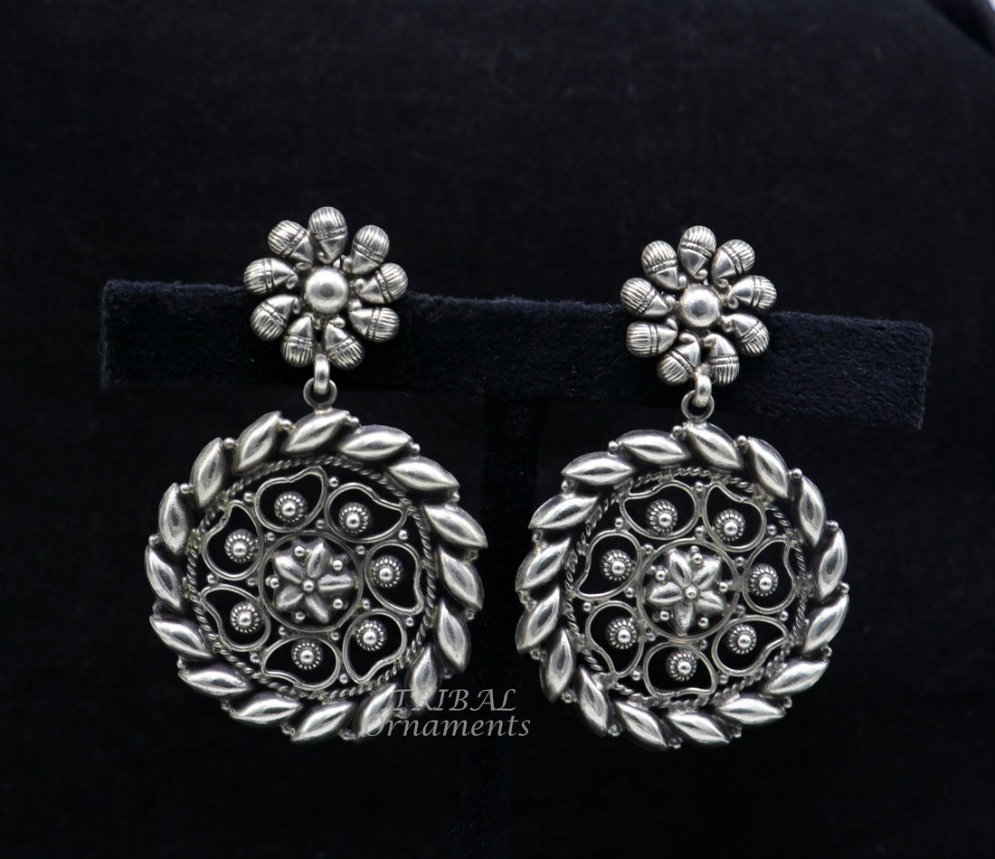 925 Sterling silver handmade flower design stud earrings, excellent customized penalized ethnic Garba dance girls jewelry gifting s1053 - TRIBAL ORNAMENTS