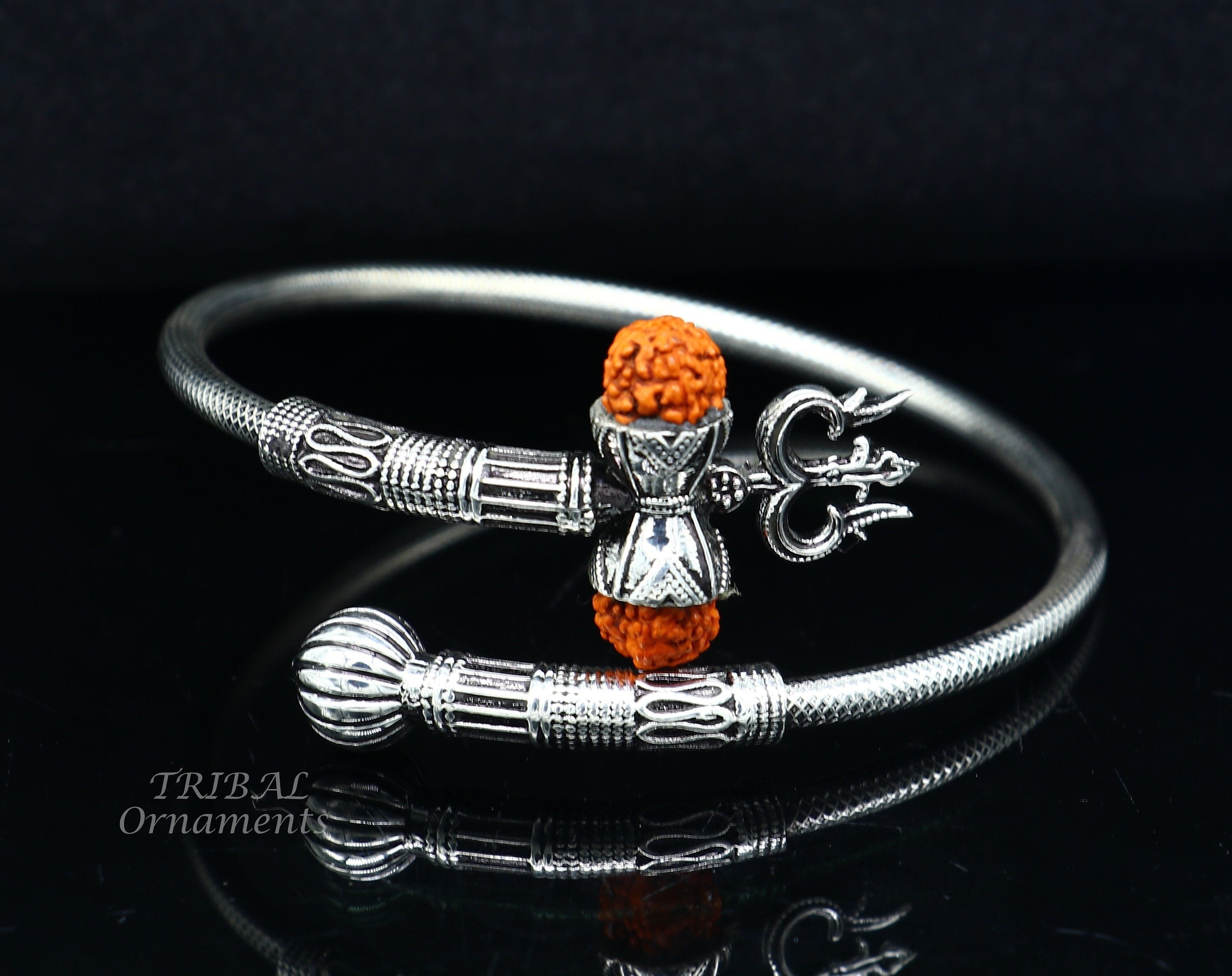 10 x Shiva Unisex Bracelet Rudraksha Trishul Designer Oxidized Silver  Bahubali | eBay