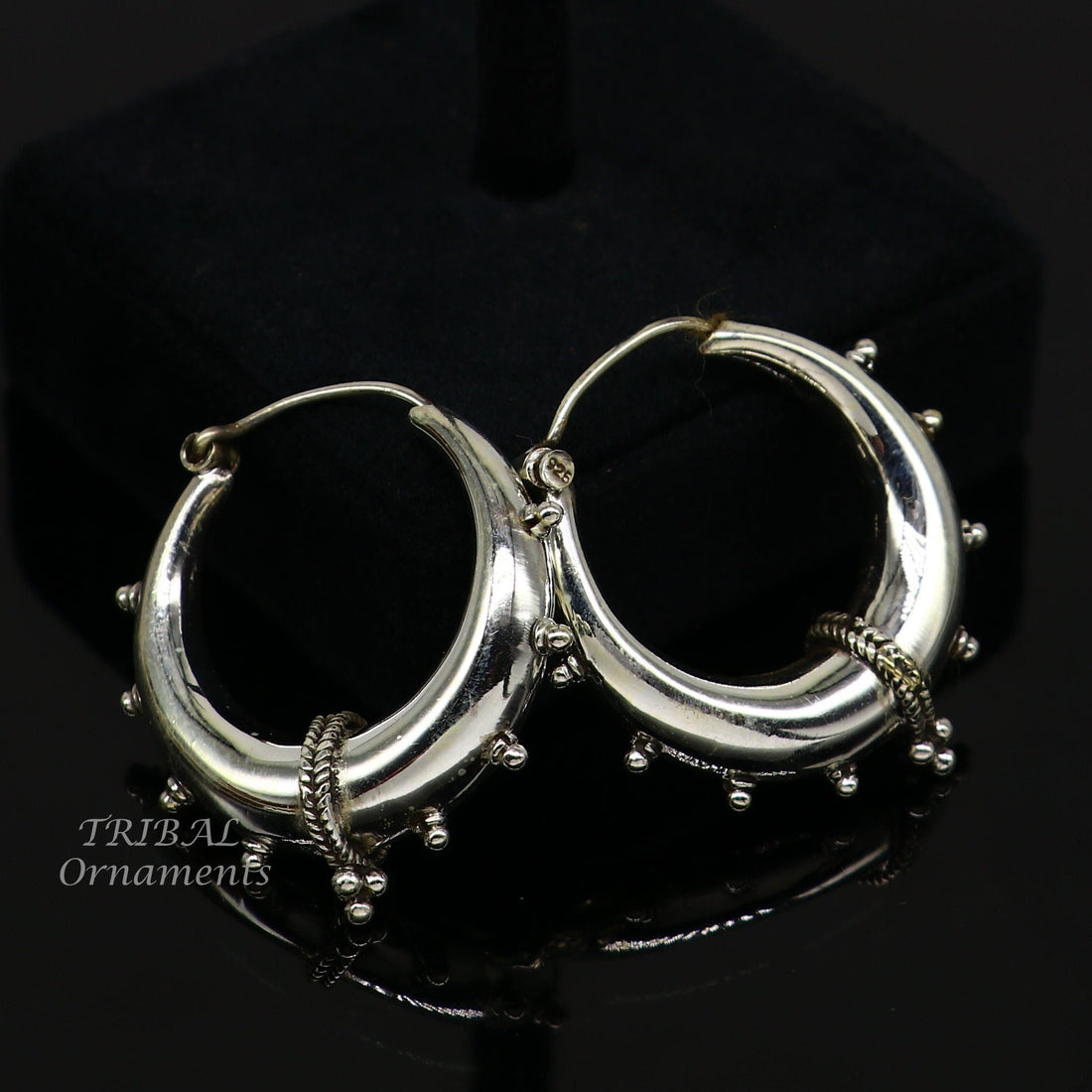 925 sterling silver handmade vintage ethnic style hoops earrings kundal,ethnic gorgeous bali tribal belly dance jewelry from india s1069 - TRIBAL ORNAMENTS