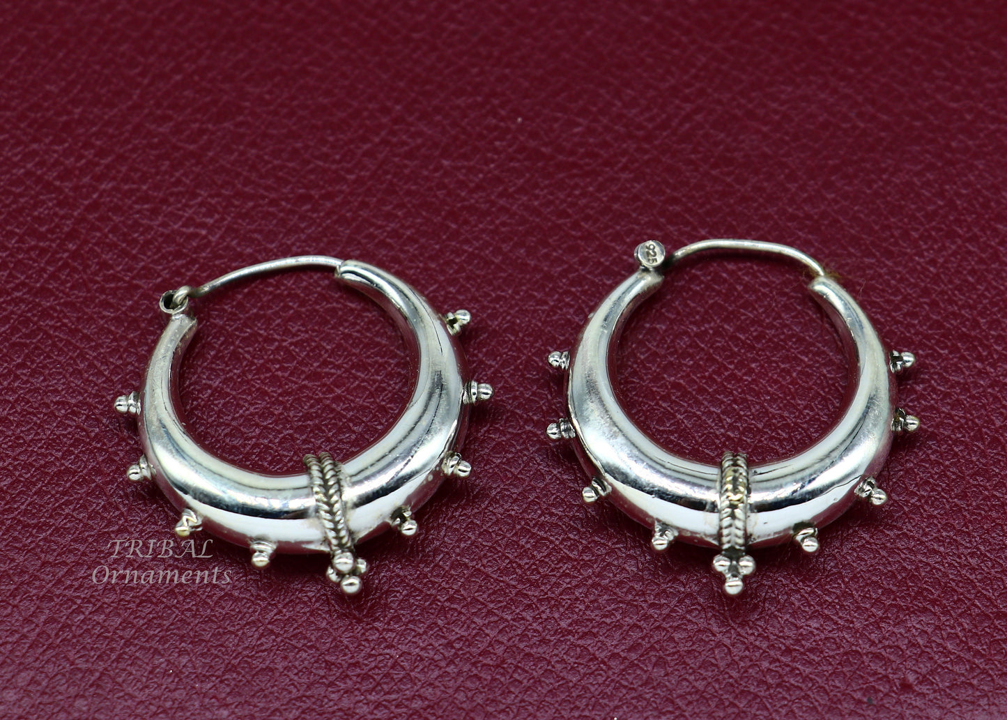 925 sterling silver handmade vintage ethnic style hoops earrings kundal,ethnic gorgeous bali tribal belly dance jewelry from india s1069 - TRIBAL ORNAMENTS