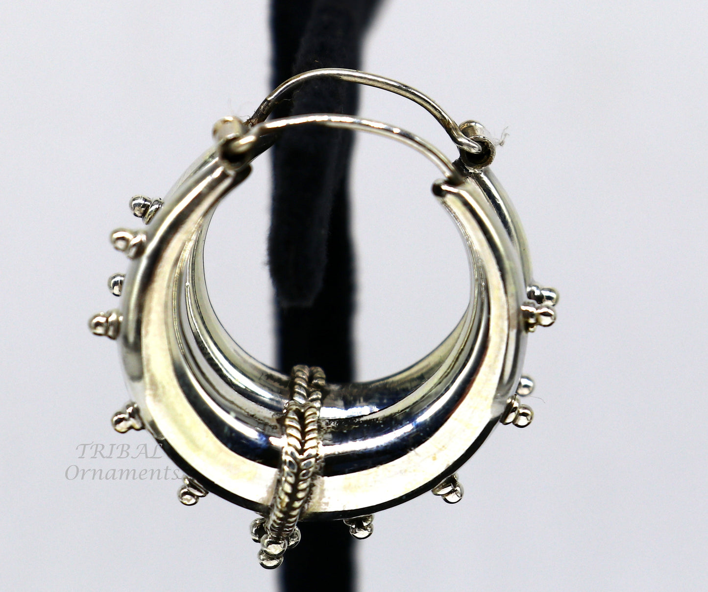 925 sterling silver handmade vintage ethnic style hoops earrings kundal,ethnic gorgeous bali tribal belly dance jewelry from india s1069 - TRIBAL ORNAMENTS