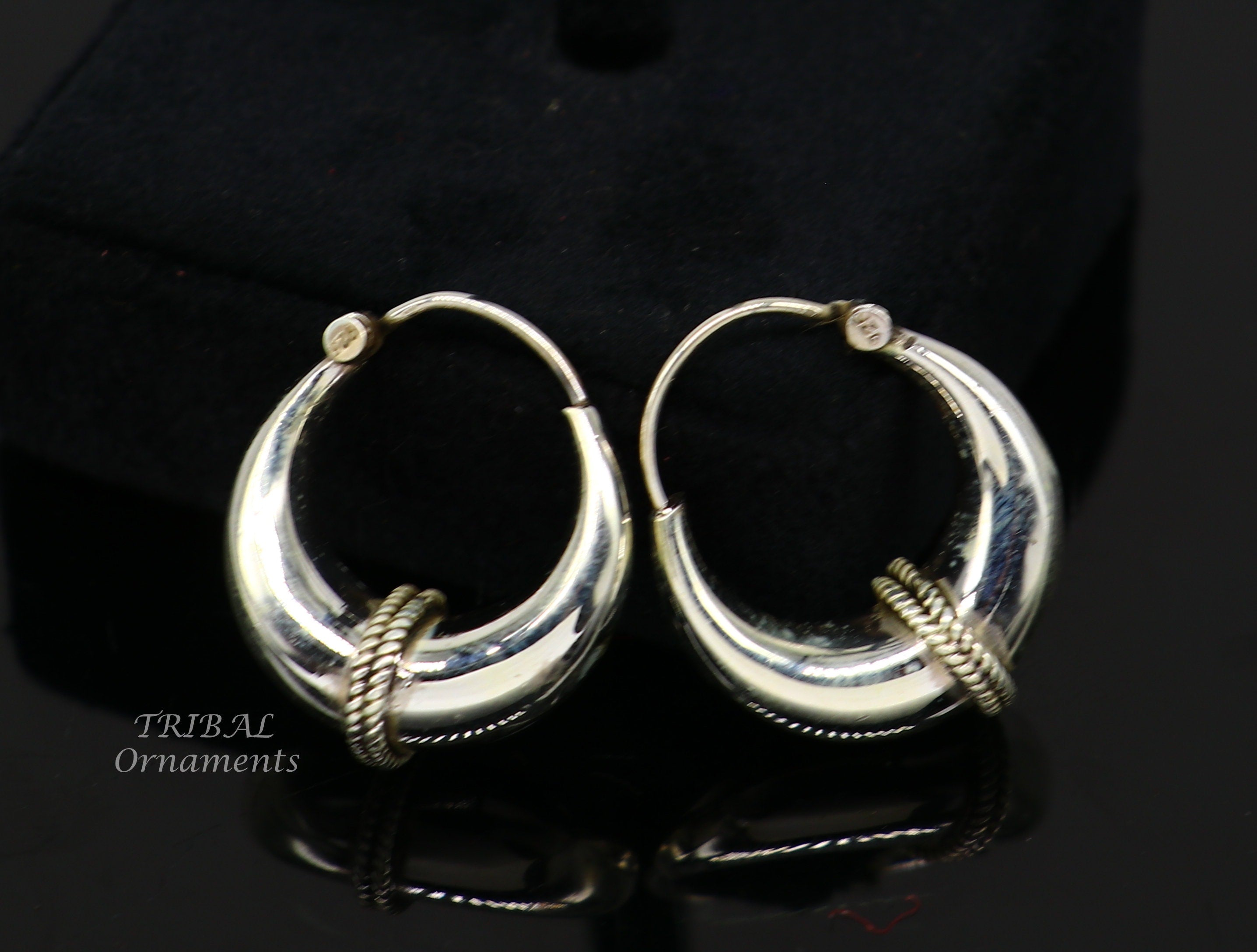 925 Silver Earrings Ethnic Tribal Old Silver Long top Dagngle Earrings From Rajasthan India 551-17