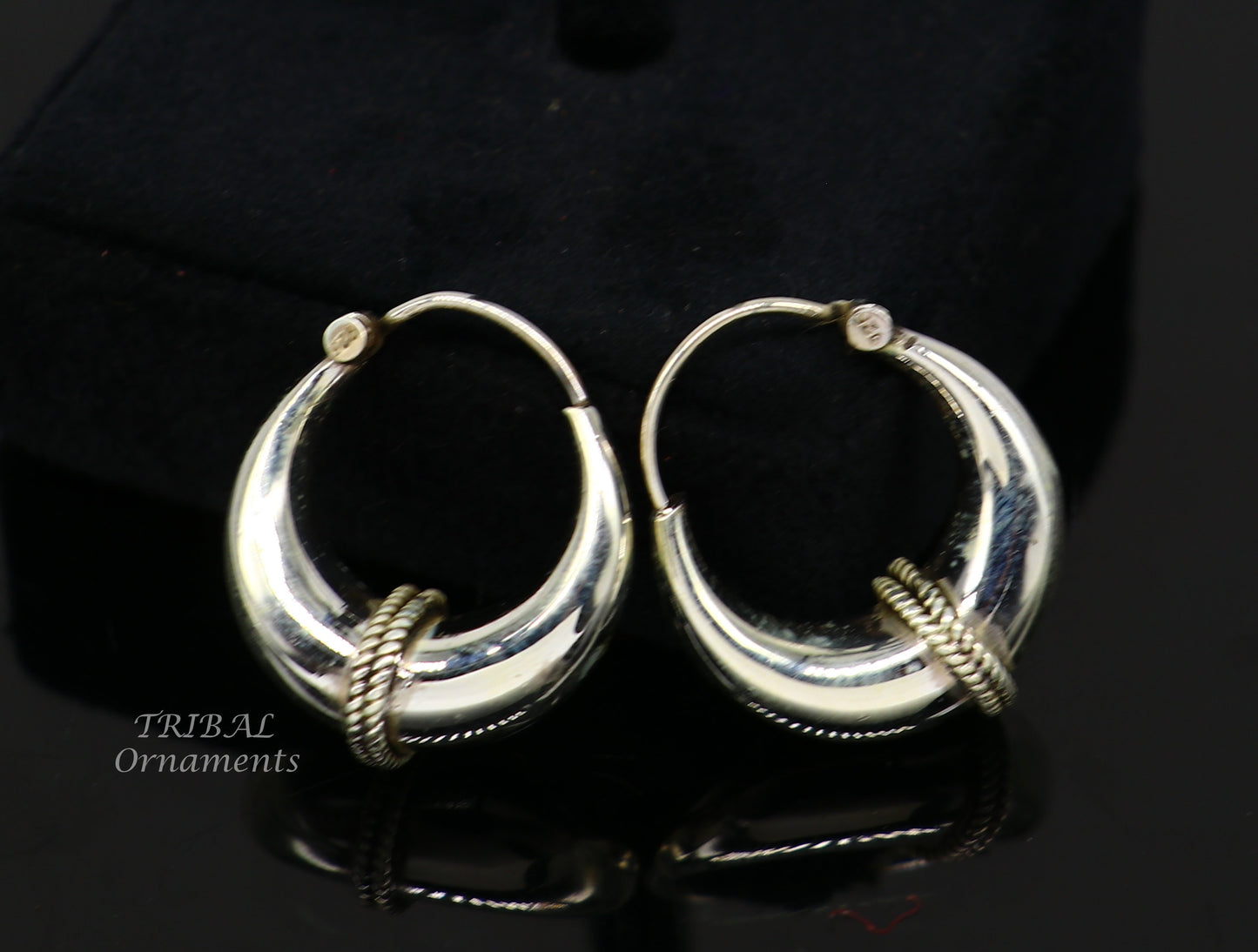 925 sterling silver handmade vintage ethnic style hoops earrings kundal,ethnic gorgeous bali tribal belly dance jewelry from india s1070 - TRIBAL ORNAMENTS