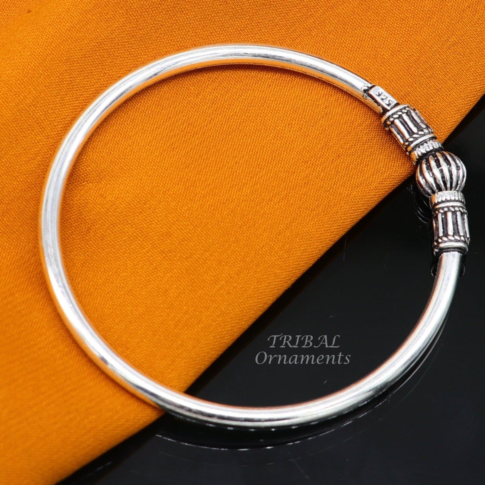 925 sterling silver plain shiny design customized single ball bangle bracelet kada, best stylish brides bangle belly dance jewelry nsk522 - TRIBAL ORNAMENTS