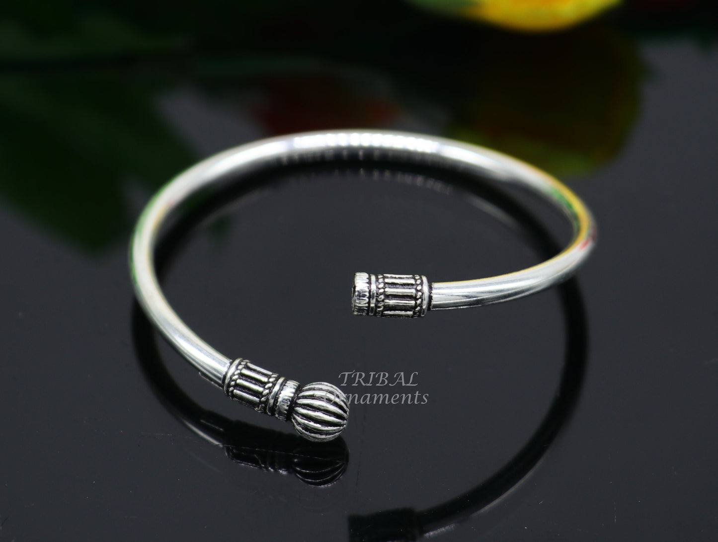 925 sterling silver plain shiny design customized single ball bangle bracelet kada, best stylish brides bangle belly dance jewelry nsk522 - TRIBAL ORNAMENTS