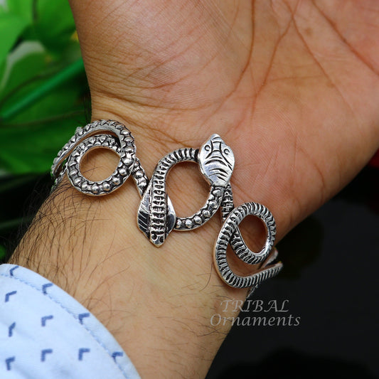 925 sterling silver solid snake design customized bangle cuff bracelet best gifting unisex jewelry, adjustable snake bracelet cuff133 - TRIBAL ORNAMENTS