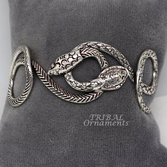 Vintage style unique snake couple design 925 sterling silver cuff bracelet kada, best gifting unisex snake cobra jewelry cuff134 - TRIBAL ORNAMENTS