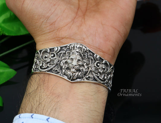 Lion cuff kada 925 sterling silver handmade amazing cuff bracelet Adjustable daily use tribal style jewelry unisex gift cuff99 - TRIBAL ORNAMENTS