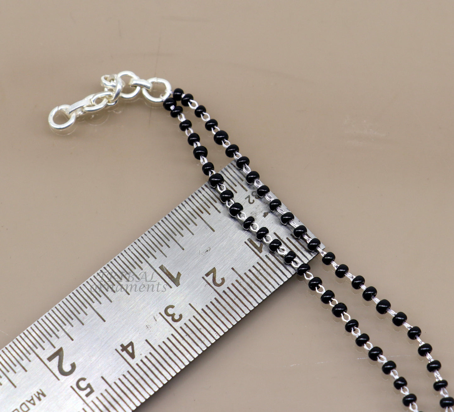 925 sterling silver handmade black beaded bracelet, amazing 2 layer charm bracelet with 2.5 mm black beads, best gifting bracelet sbr400 - TRIBAL ORNAMENTS
