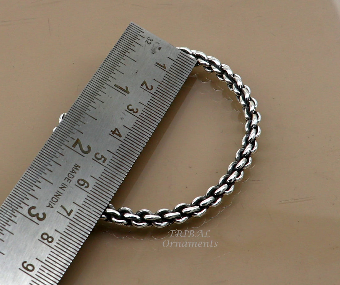 925 sterling silver handmade amazing customized solid bracelet kada, excellent gifting girl's or boy's bracelet stylish gifting kada cuff105 - TRIBAL ORNAMENTS