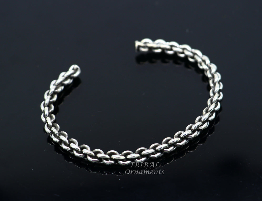 925 sterling silver handmade amazing customized solid bracelet kada, excellent gifting girl's or boy's bracelet stylish gifting kada cuff105 - TRIBAL ORNAMENTS