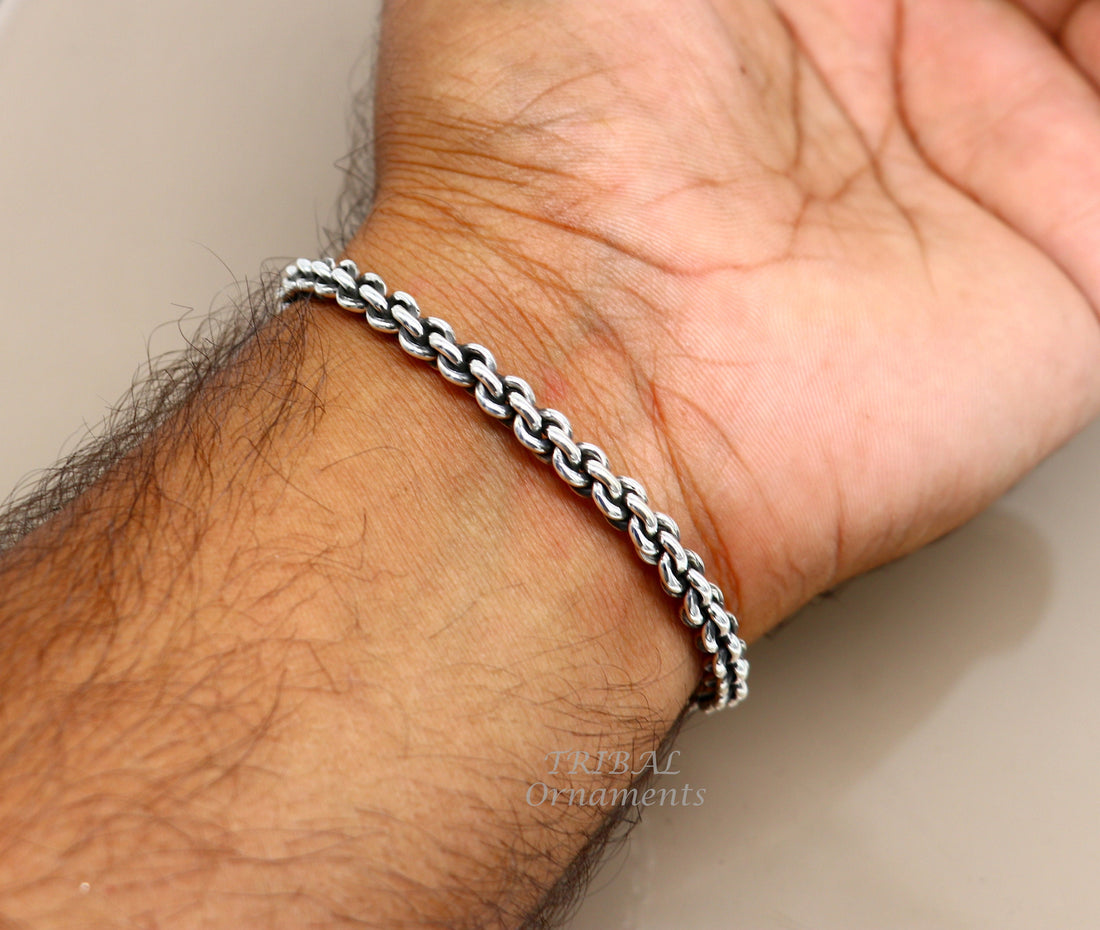 925 sterling silver handmade amazing customized solid bracelet kada, excellent gifting girl's or boy's bracelet stylish gifting kada cuff105 - TRIBAL ORNAMENTS