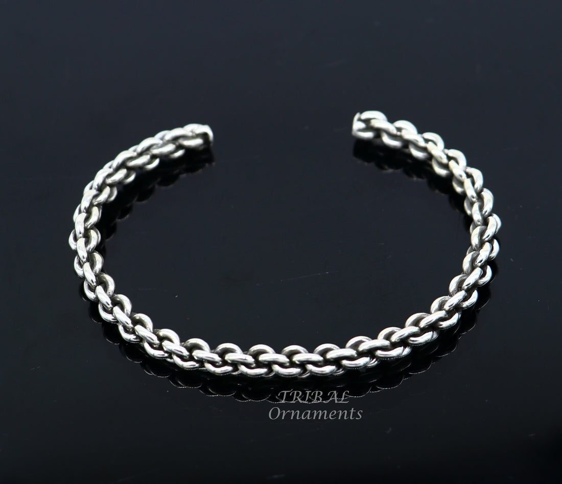 925 sterling silver handmade amazing customized solid bracelet kada, excellent gifting girl's or boy's bracelet stylish gifting kada cuff105 - TRIBAL ORNAMENTS