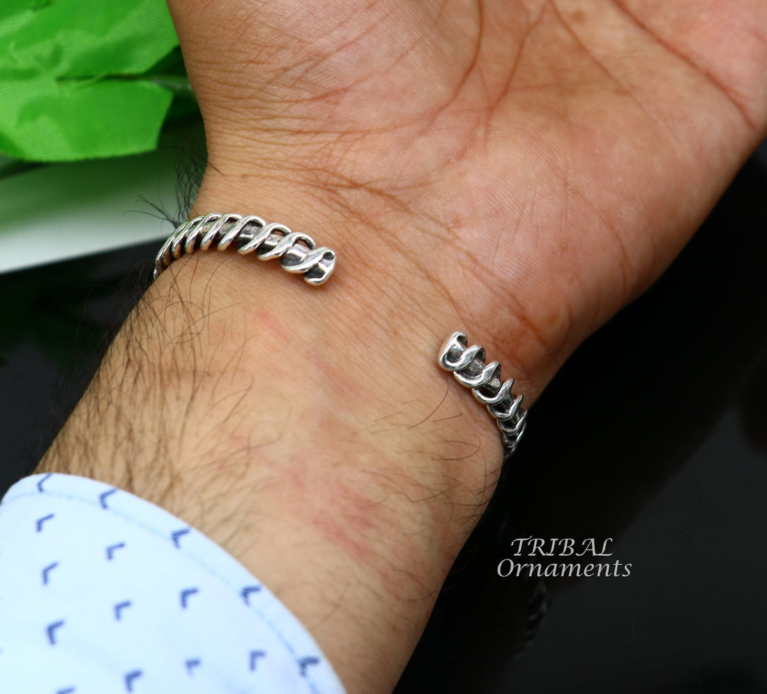 Vintage unique design stylish cuff kada adjustable bracelet, 925 sterling silver wrist jewelry for boy's and girl's, best gifting  cuff107 - TRIBAL ORNAMENTS