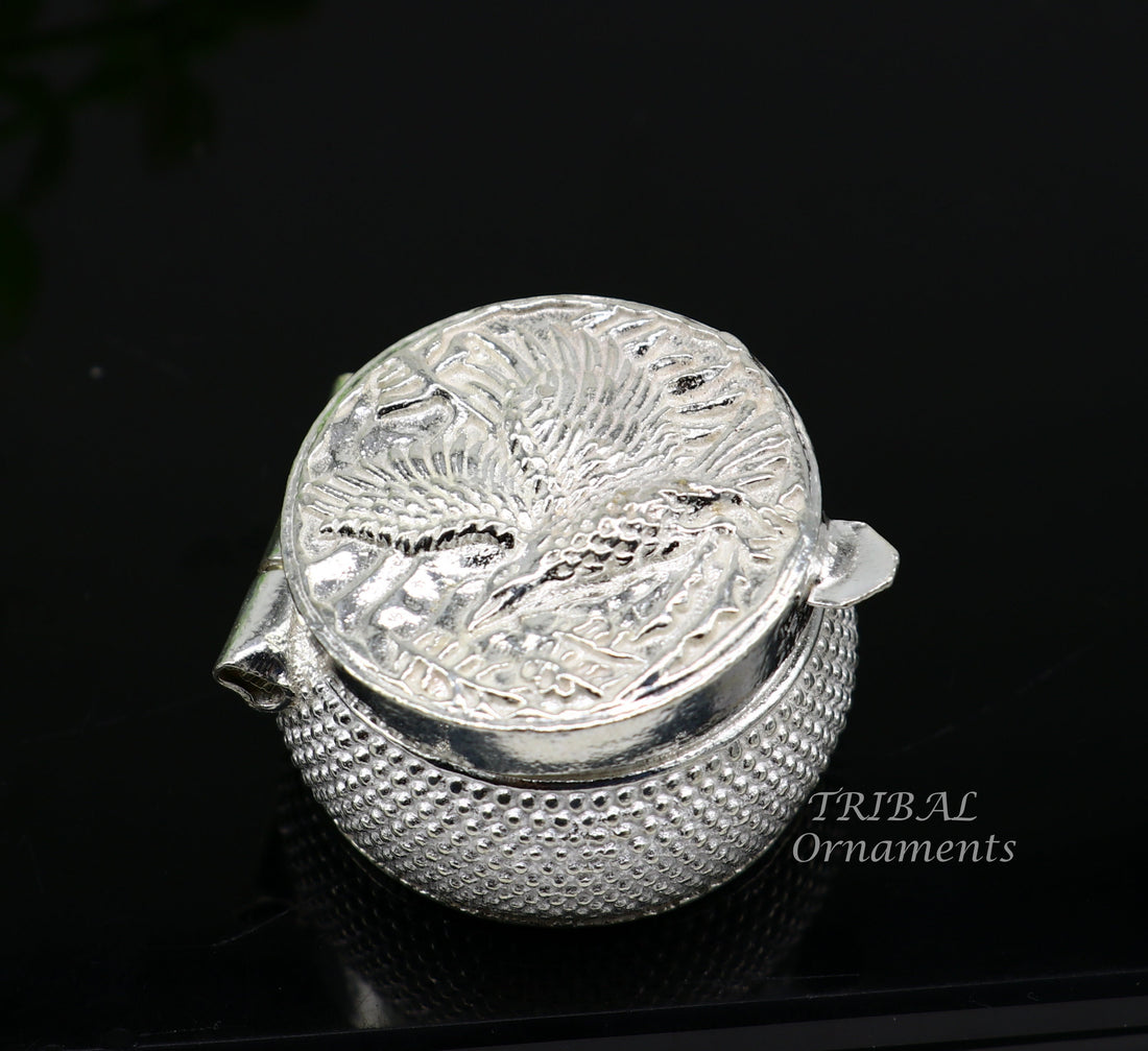 Vintage egal design 925 sterling silver handmade trinket box, eye kajal box, container box, kumkum box, sindur box, best brides gift stb381 - TRIBAL ORNAMENTS