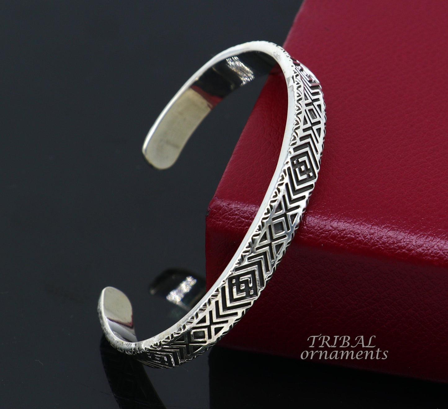 925 sterling silver handcrafted  vintage style amazing cuff bangle kada bracelet, best gift for men's and girl's, adjustable kada cuff115 - TRIBAL ORNAMENTS