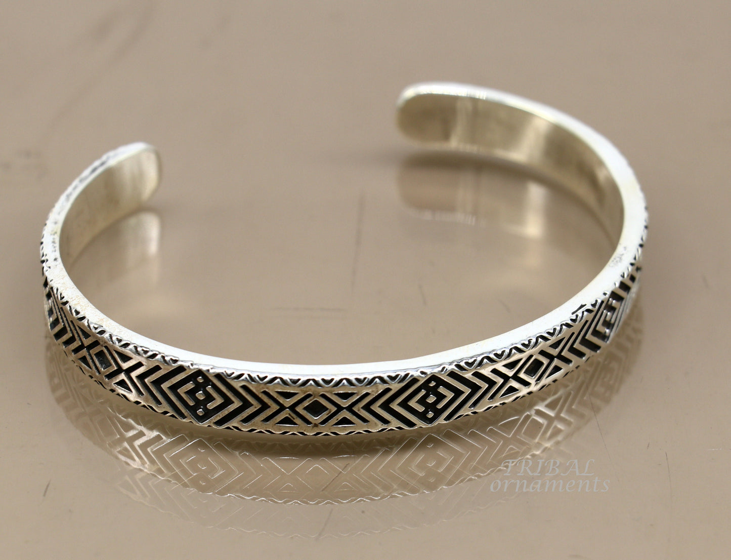 925 sterling silver handcrafted  vintage style amazing cuff bangle kada bracelet, best gift for men's and girl's, adjustable kada cuff115 - TRIBAL ORNAMENTS