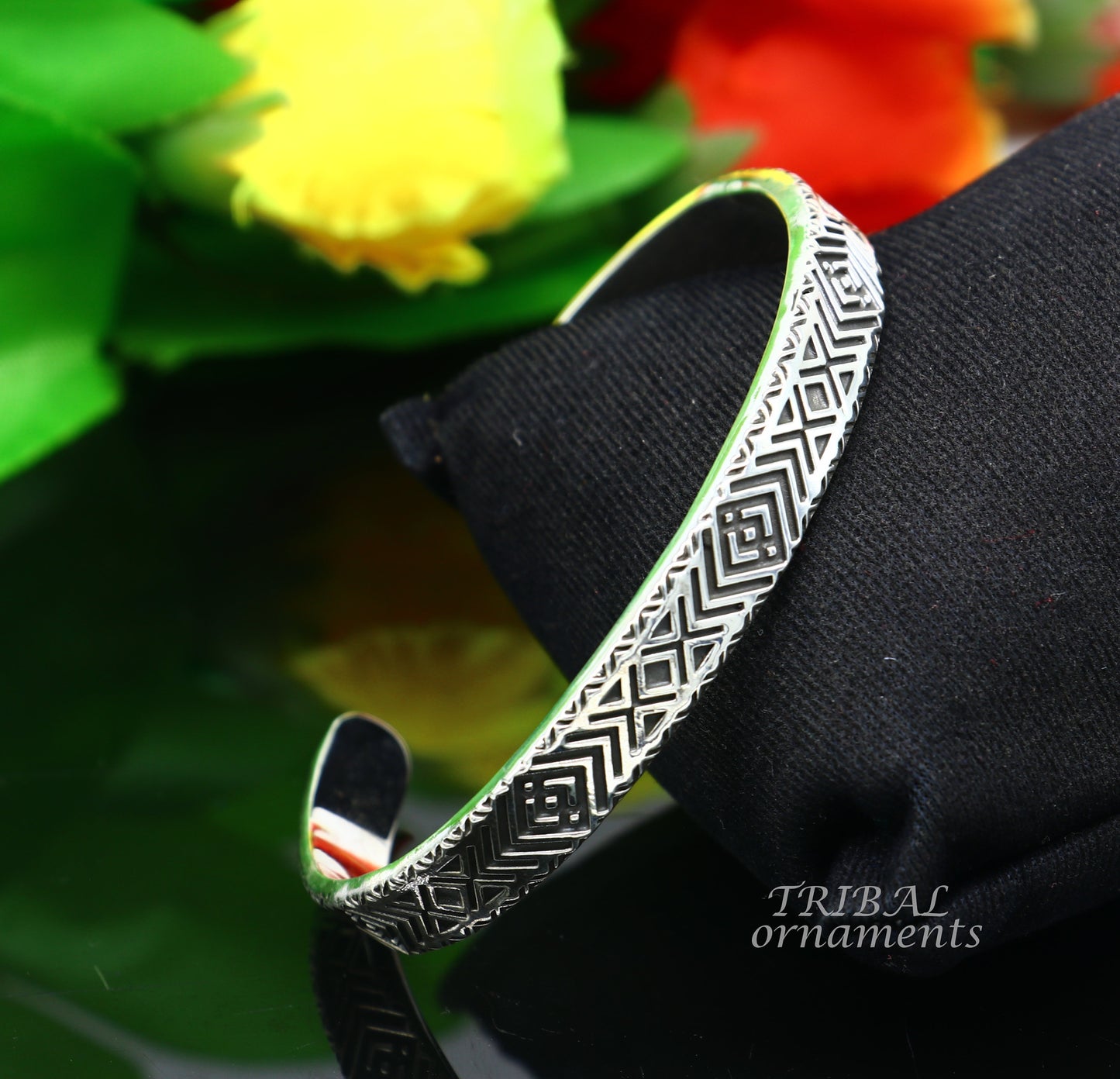 925 sterling silver handcrafted  vintage style amazing cuff bangle kada bracelet, best gift for men's and girl's, adjustable kada cuff115 - TRIBAL ORNAMENTS