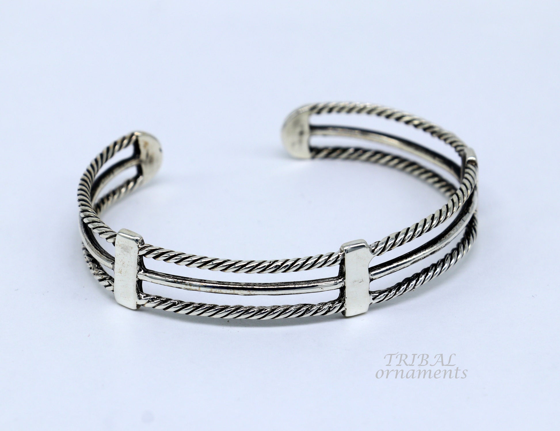 925 sterling silver handcrafted vintage style amazing cuff bangle kada bracelet, best gift for men's and girl's, adjustable kada cuff117 - TRIBAL ORNAMENTS