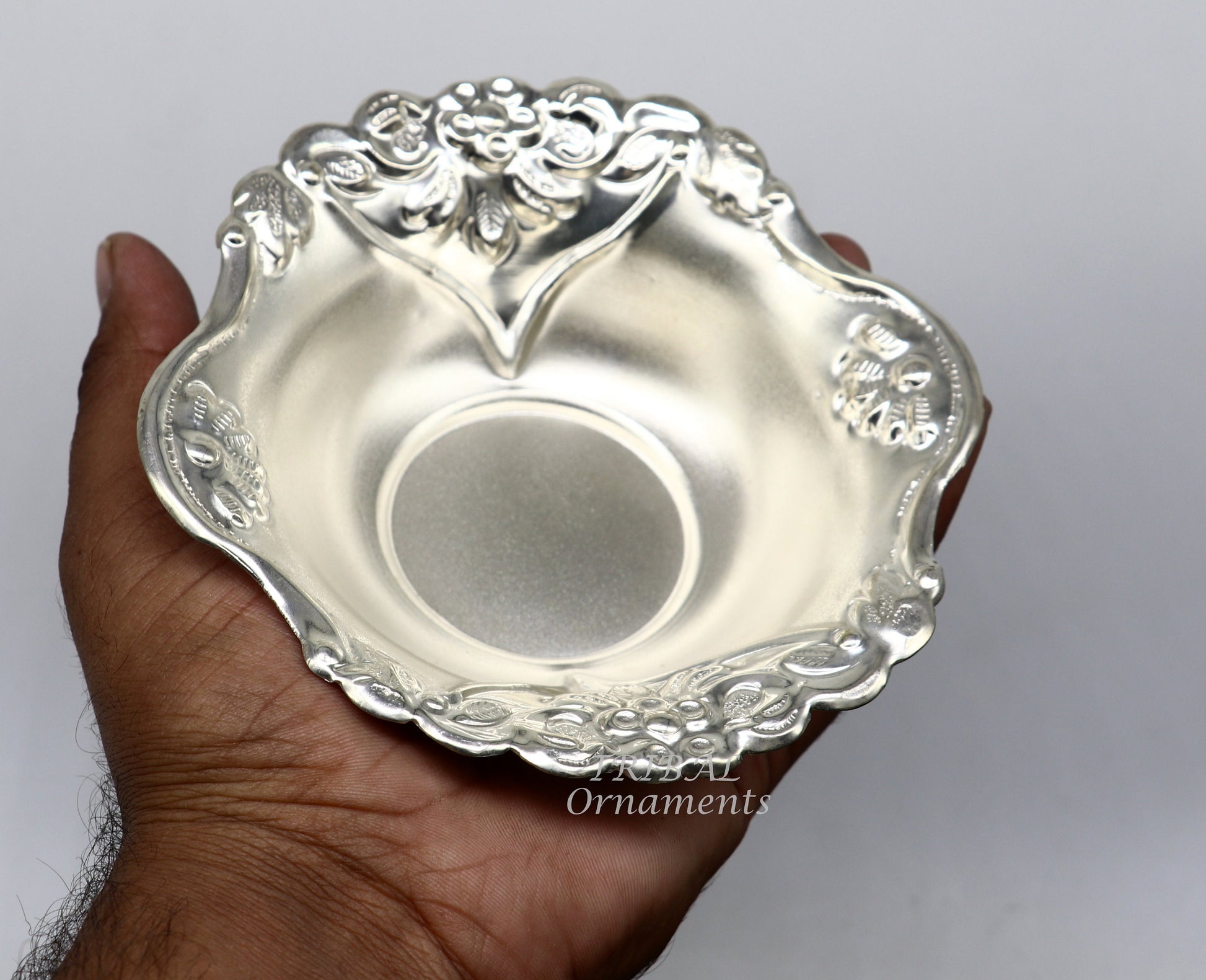 999 fine silver customized design Prasadam bowl, puja utensils, worshipping article, silver Idols serving bowl temple article su859 - TRIBAL ORNAMENTS