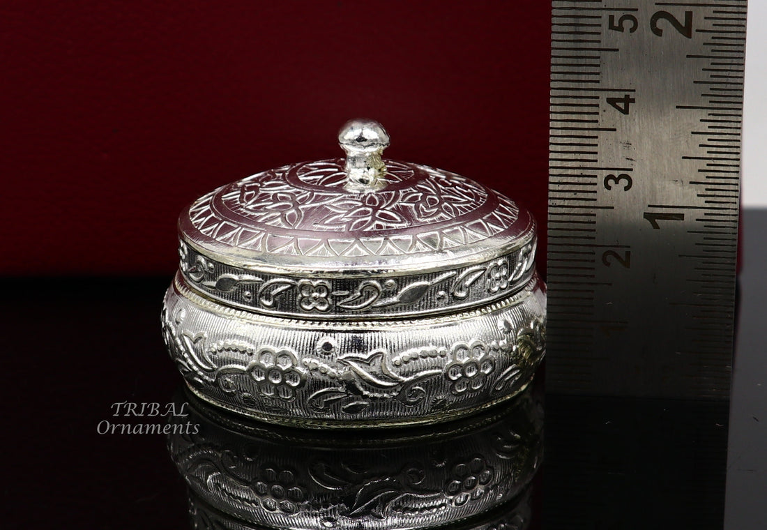 925 sterling silver trinket box, kajal box/casket box bridal polygon shape sindur box collection, container box, eyeliner box gifting stb383 - TRIBAL ORNAMENTS