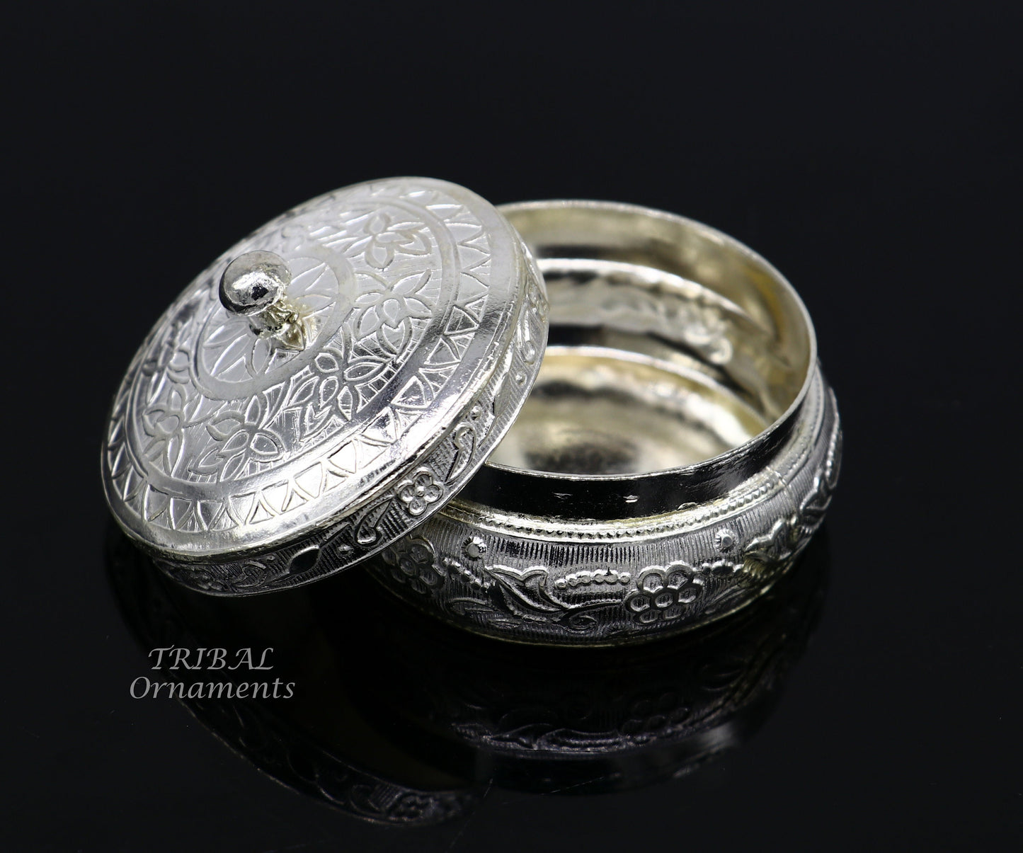 925 sterling silver trinket box, kajal box/casket box bridal polygon shape sindur box collection, container box, eyeliner box gifting stb383 - TRIBAL ORNAMENTS