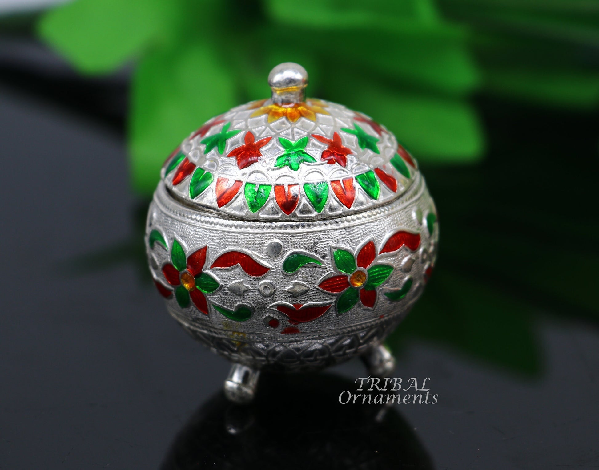 925 sterling silver trinket box, kajal box/casket box bridal polygon shape sindur box collection, container box, eyeliner box gifting stb388 - TRIBAL ORNAMENTS