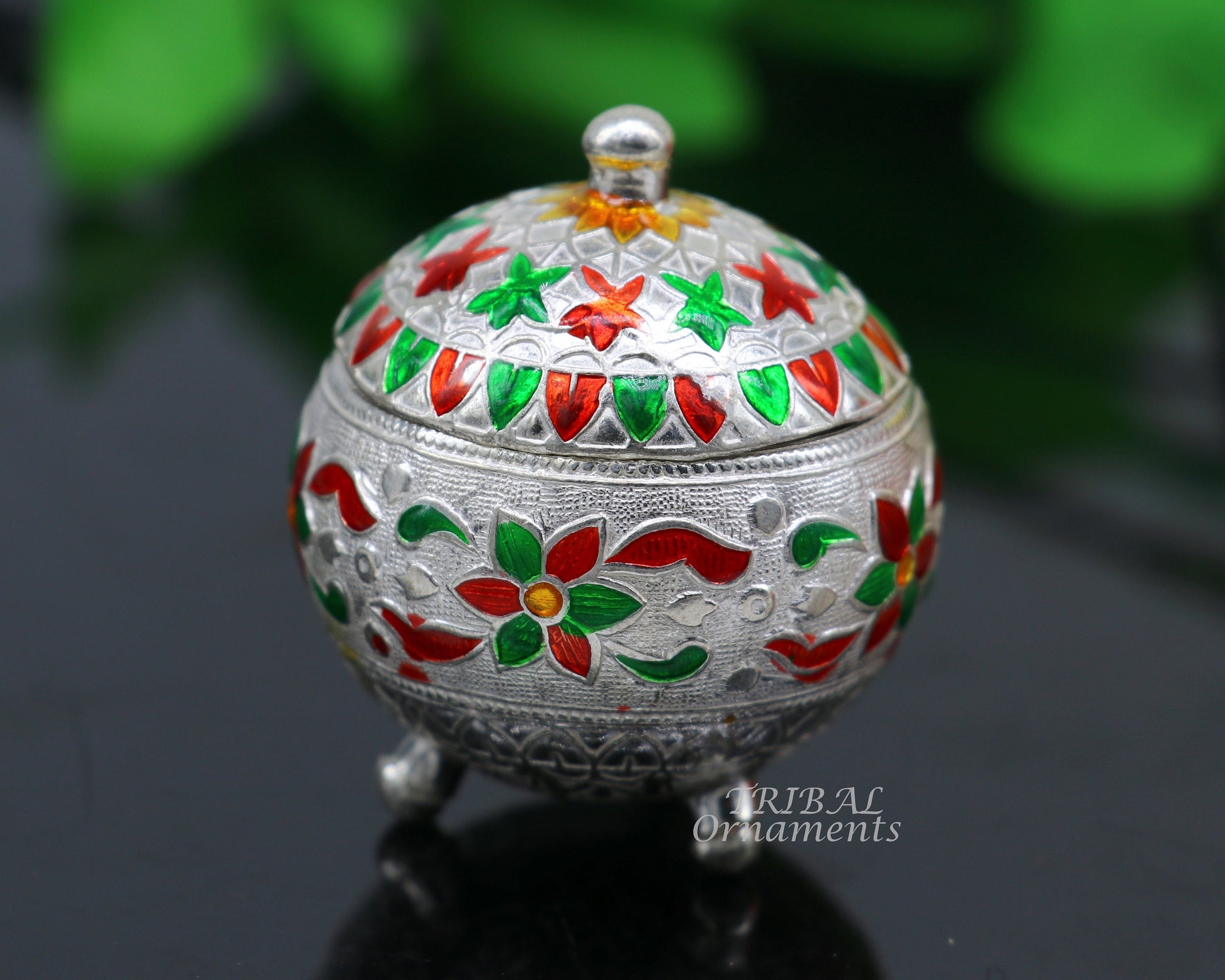 925 sterling silver trinket box, kajal box/casket box bridal polygon shape sindur box collection, container box, eyeliner box gifting stb388 - TRIBAL ORNAMENTS