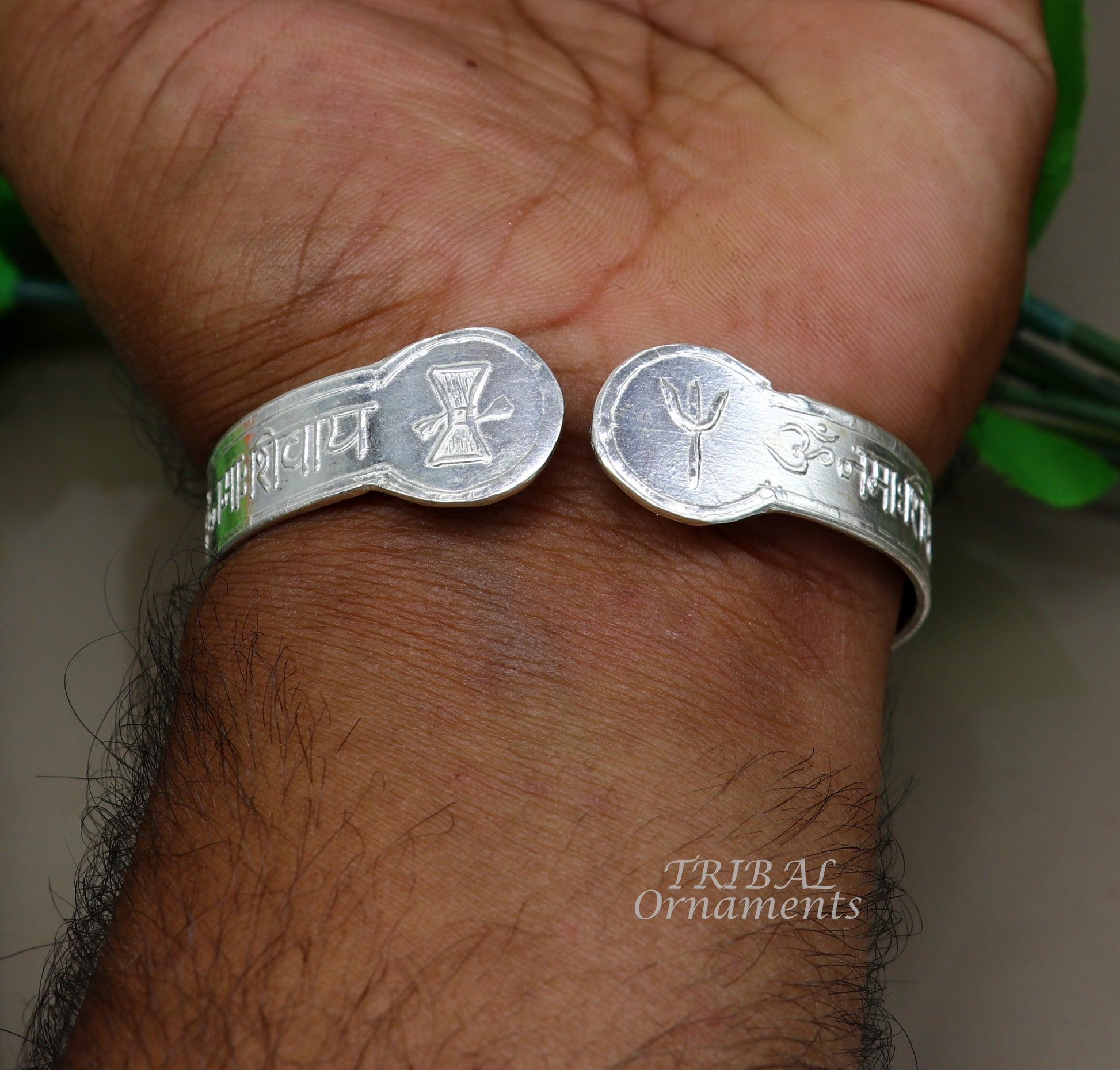 925 sterling silver handmade design Divine shiva mantra "Aum namah shivay" Bangle cuff bracelet kada, best unisex tribal jewelry cuff137 - TRIBAL ORNAMENTS