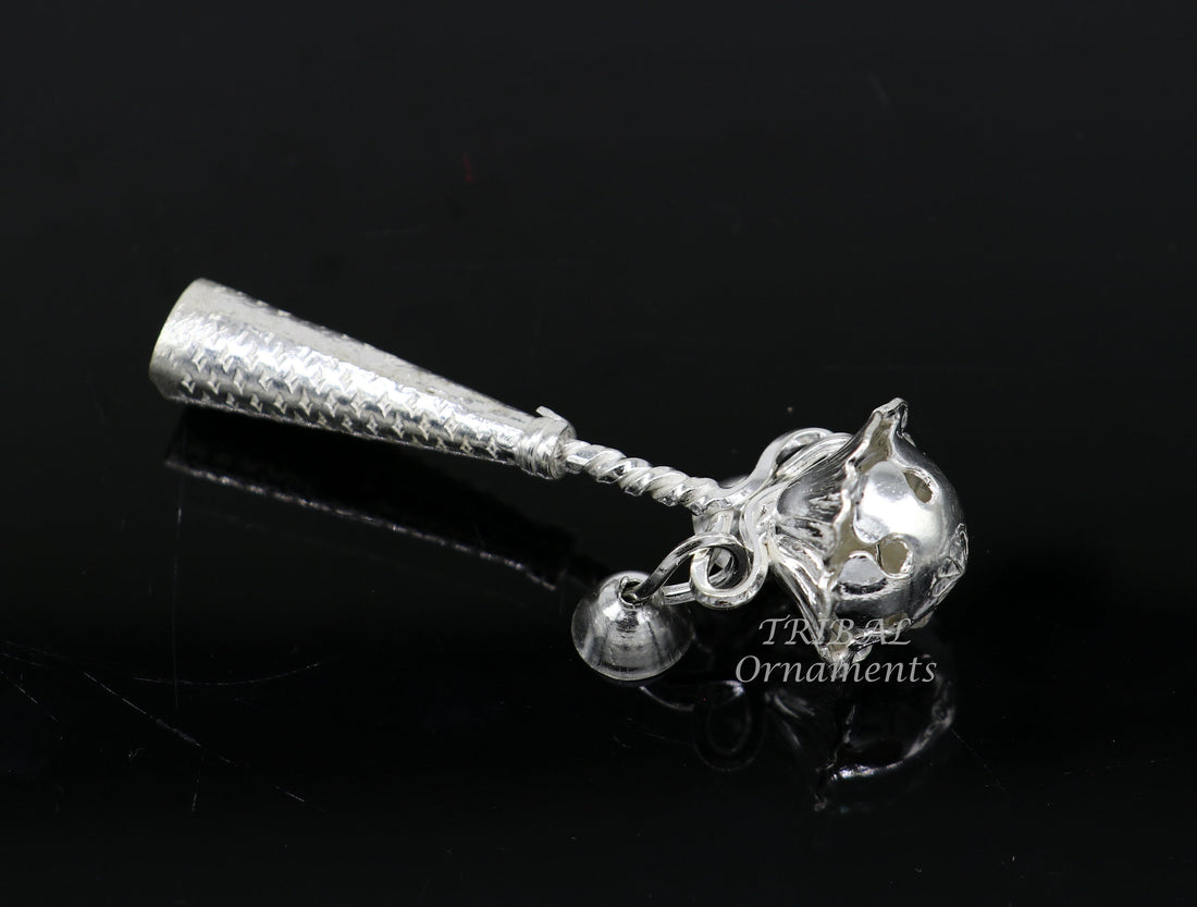 Solid sterling silver handmade design new born baby gifting bells toy, baby krishna gifting toy, silver whistle, silver temple article su862 - TRIBAL ORNAMENTS