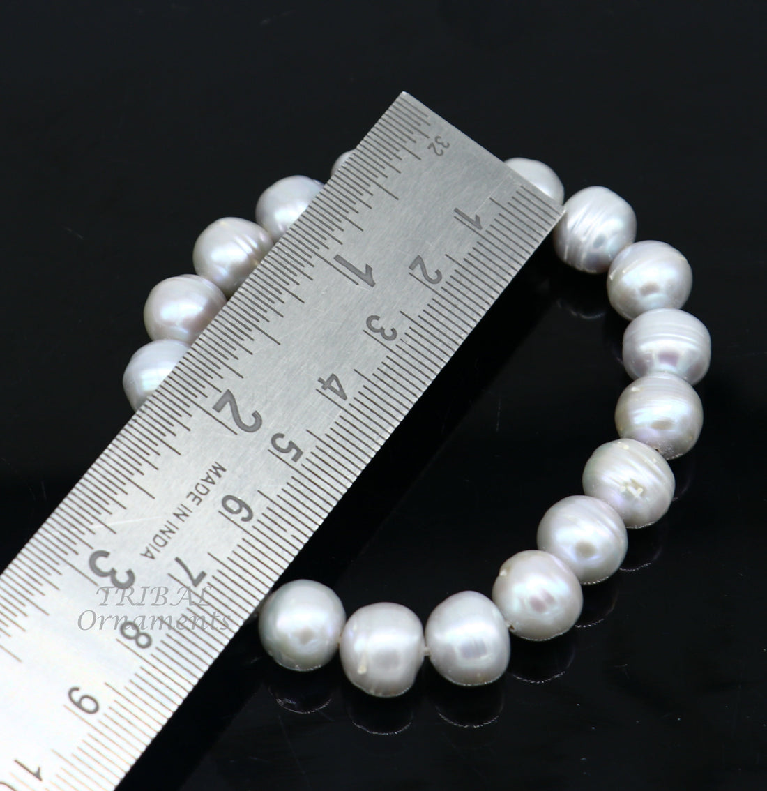 158carat 10mm fresh water pearl adjustable bracelet for both men's and women's, Amazing natural real gray color pearl or moti bracelet pbr01 - TRIBAL ORNAMENTS