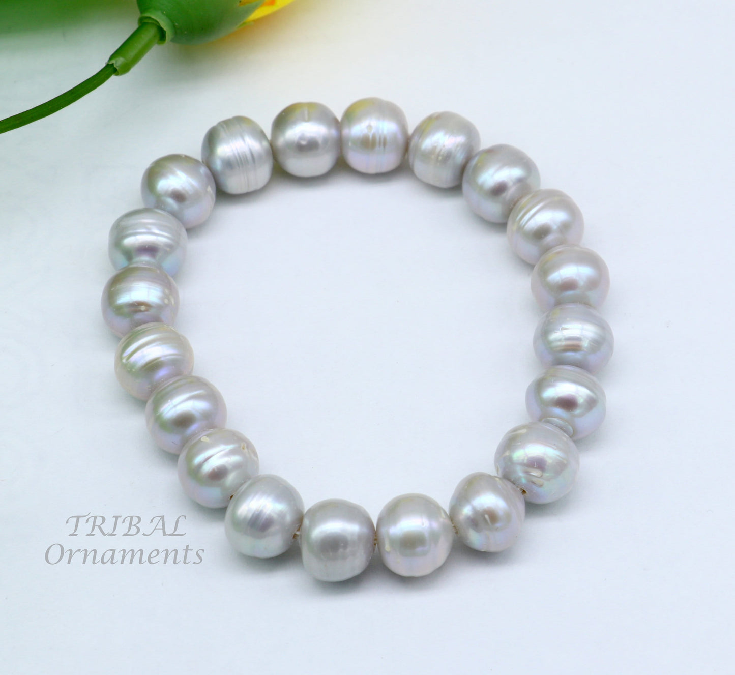 158carat 10mm fresh water pearl adjustable bracelet for both men's and women's, Amazing natural real gray color pearl or moti bracelet pbr01 - TRIBAL ORNAMENTS