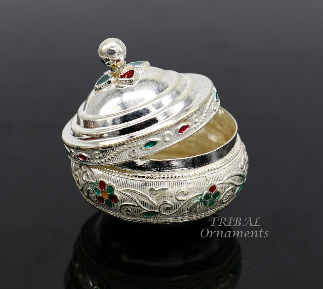 925 sterling silver trinket box, kajal box/casket box, Sindur box collection, container box, eyeliner box best brides  gifting stb391 - TRIBAL ORNAMENTS