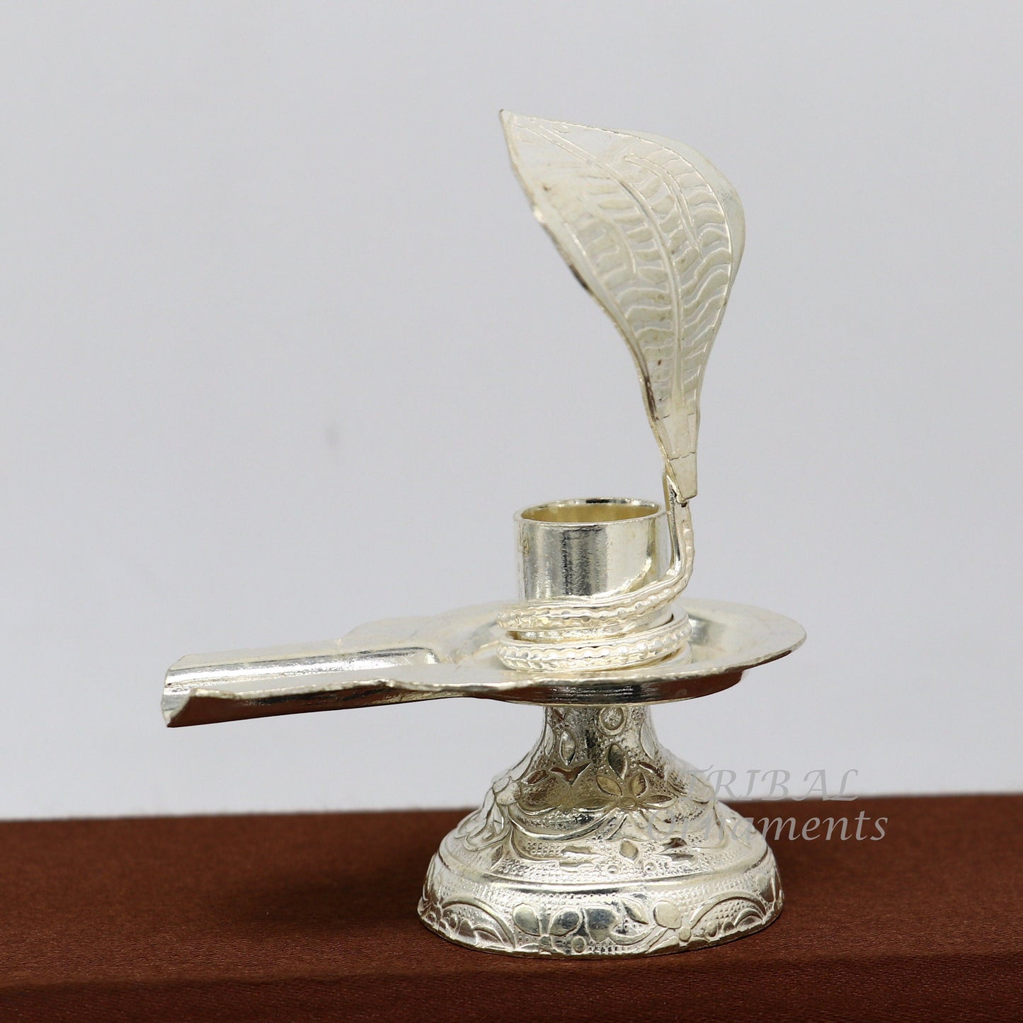 925 fine solid sterling silver lord shiva lingam stand/jalheri, use for put/hold shiva lingam in home temple, awesome handmade article su867 - TRIBAL ORNAMENTS