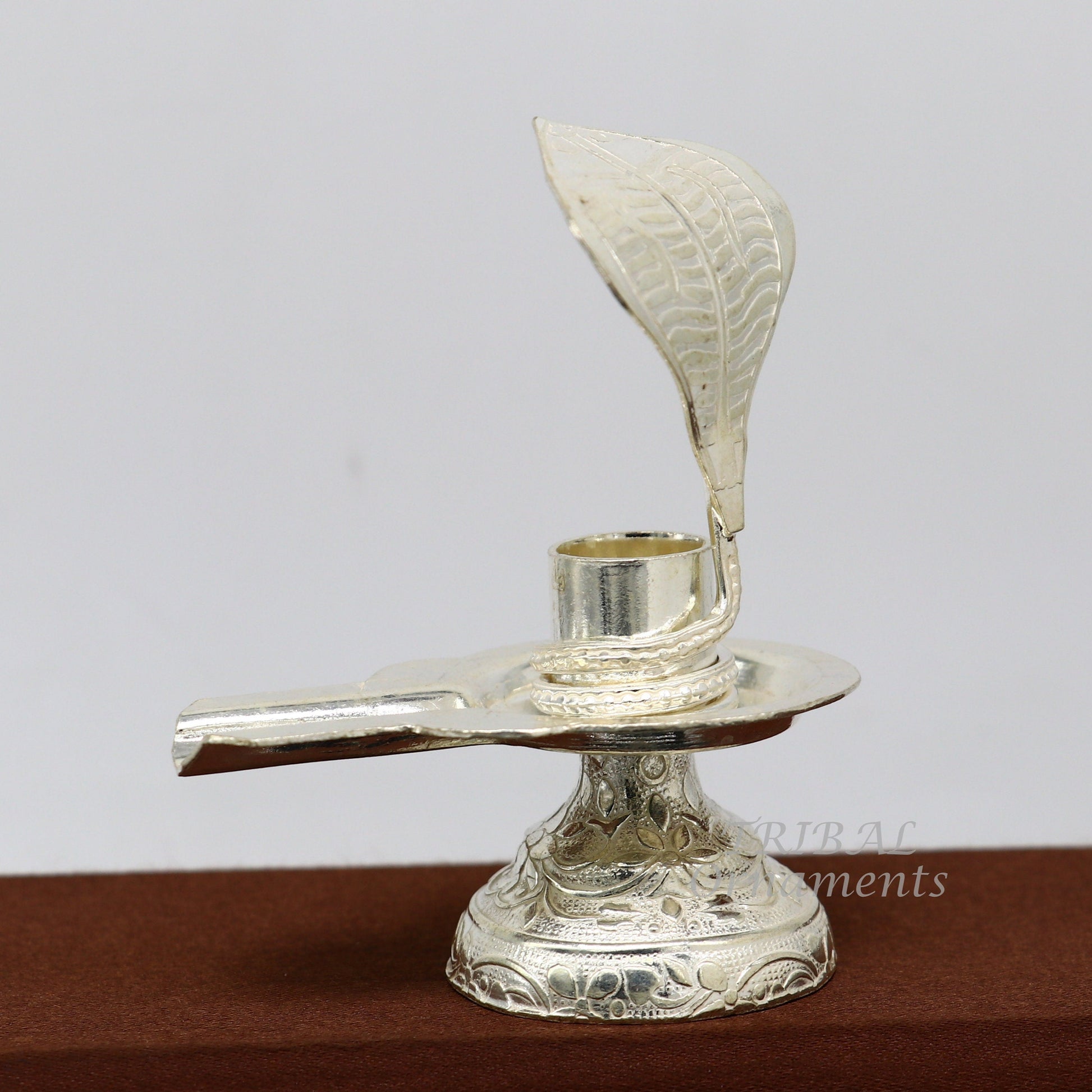 925 fine solid sterling silver lord shiva lingam stand/jalheri, use for put/hold shiva lingam in home temple, awesome handmade article su867 - TRIBAL ORNAMENTS