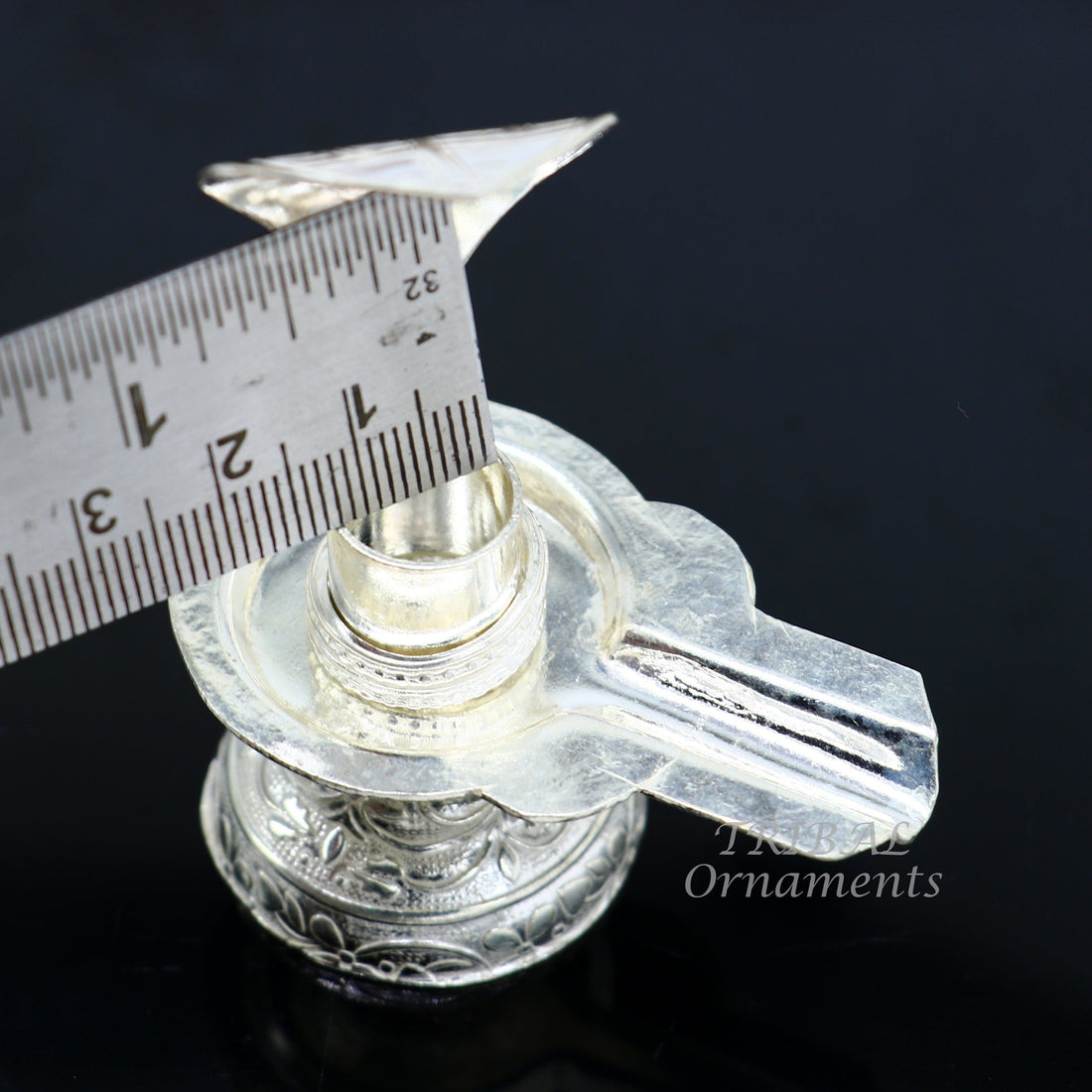 925 fine solid sterling silver lord shiva lingam stand/jalheri, use for put/hold shiva lingam in home temple, awesome handmade article su867 - TRIBAL ORNAMENTS