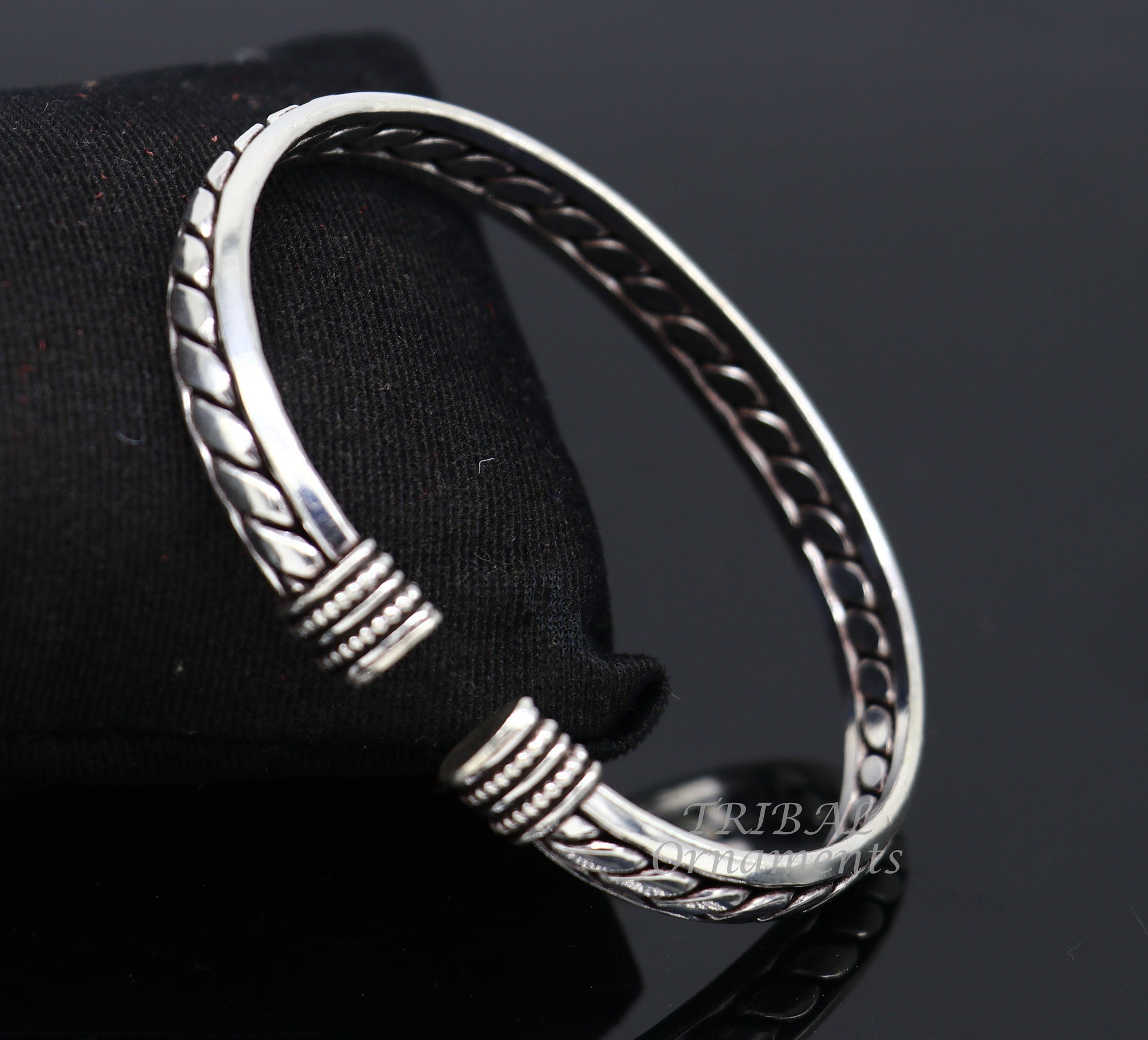 925 sterling silver bright cuff bangle bracelet kada, gorgeous open face adjustable bracelet unisex Indian stylish jewelry cuff122 - TRIBAL ORNAMENTS