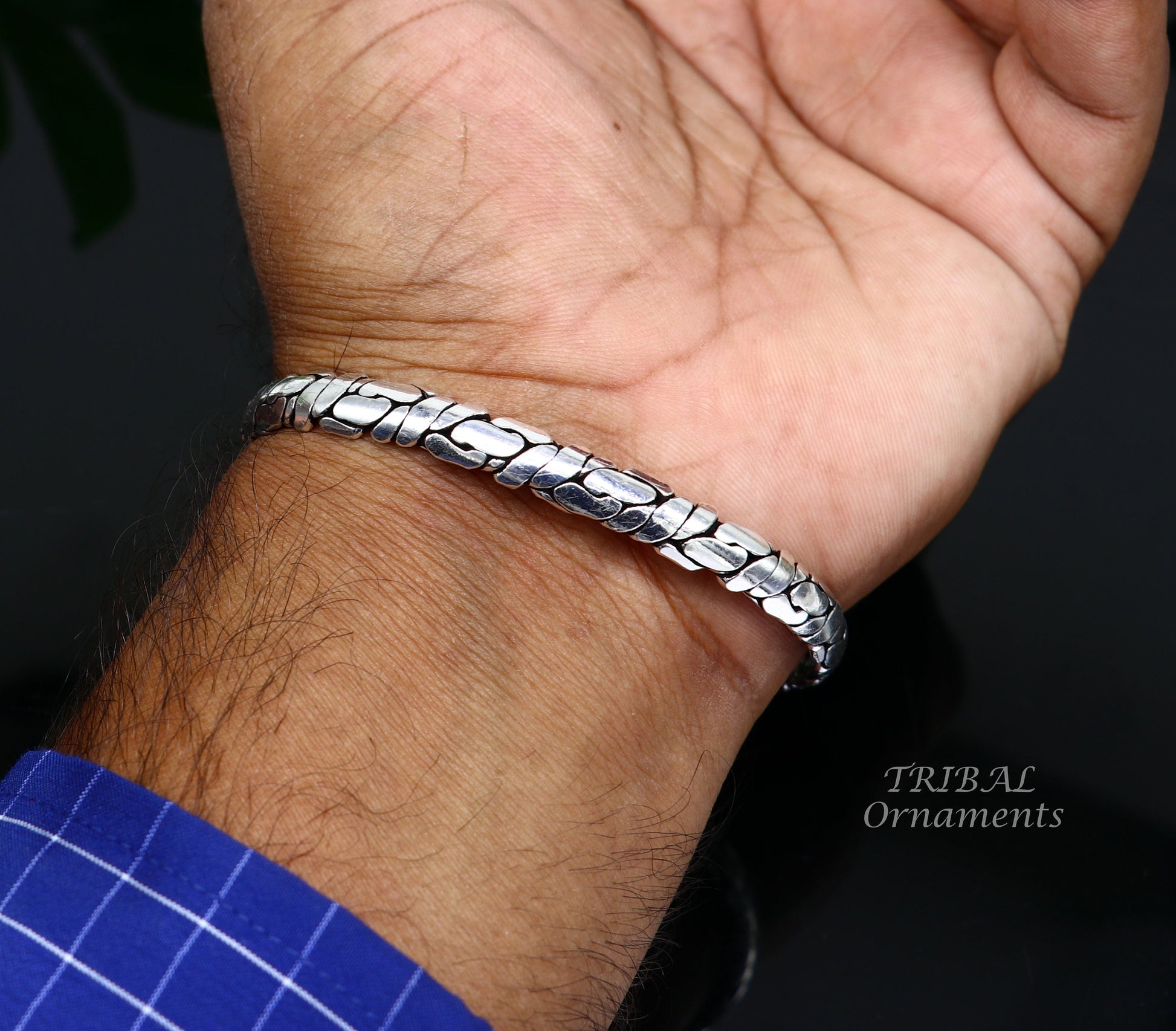 925 sterling silver cuff bracelet kada, amazing unisex vintage style handmade daily use ethnic bangles  kada cuff129 - TRIBAL ORNAMENTS