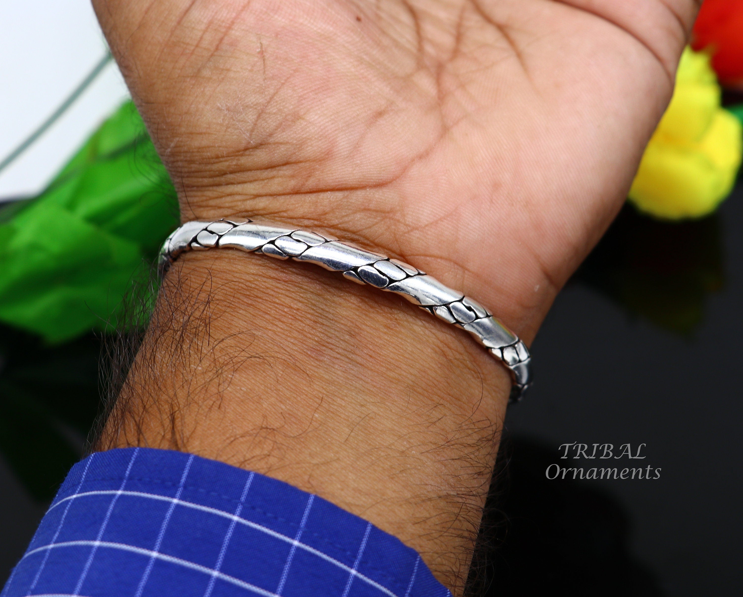 925 sterling silver handmade Lord Krishna on betel leaf Rakhi bracelet  amazing Rudraksha or Tulsi beaded bracelet daily use jewelry rk188   TRIBAL ORNAMENTS