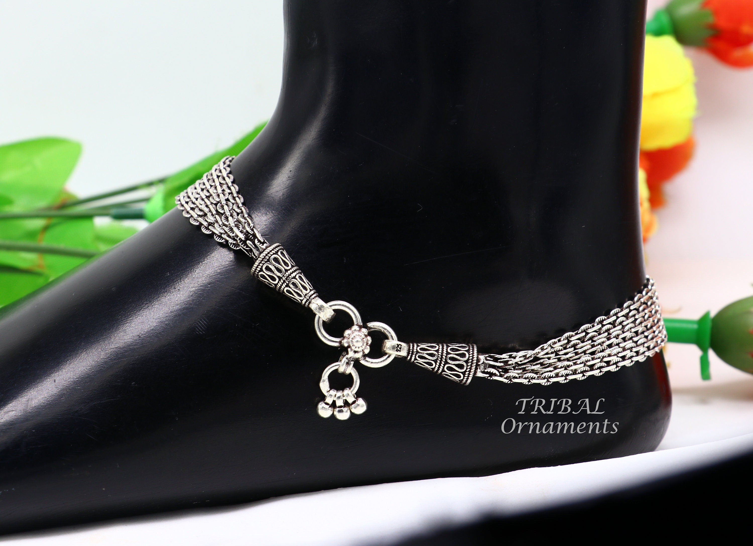 105 925 sterling silver multi strands chain ankle bracelet excellent  handmade foot bracelet belly dance stylish gifting jewelry ank507  TRIBAL  ORNAMENTS