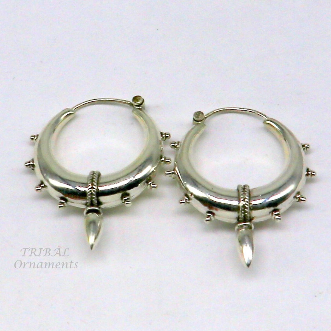 925 sterling silver handmade vintage ethnic style hoops earrings kundal,ethnic pretty bali tribal belly dance jewelry from india s1067 - TRIBAL ORNAMENTS