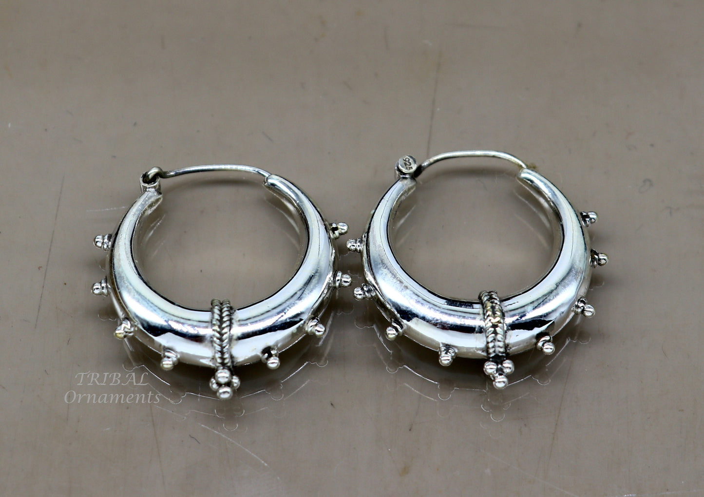 925 sterling silver handmade vintage ethnic style hoops earrings kundal,ethnic gorgeous bali tribal belly dance jewelry from india s1069 - TRIBAL ORNAMENTS