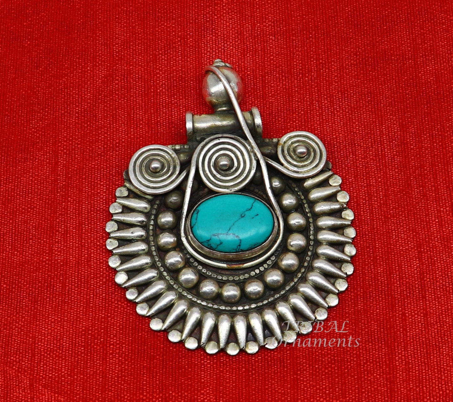 925 sterling silver handmade fabulous turquoise stone gorgeous pendant wedding women's brides belly dance ethnic  jewelry nsp498 - TRIBAL ORNAMENTS