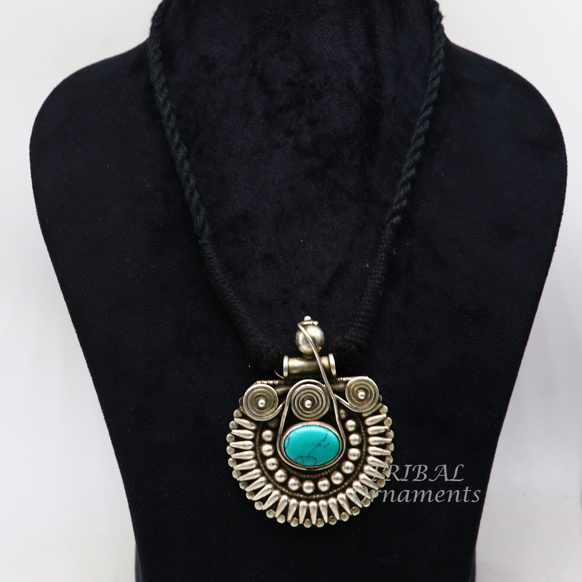 925 sterling silver handmade fabulous turquoise stone gorgeous pendant wedding women's brides belly dance ethnic  jewelry nsp498 - TRIBAL ORNAMENTS