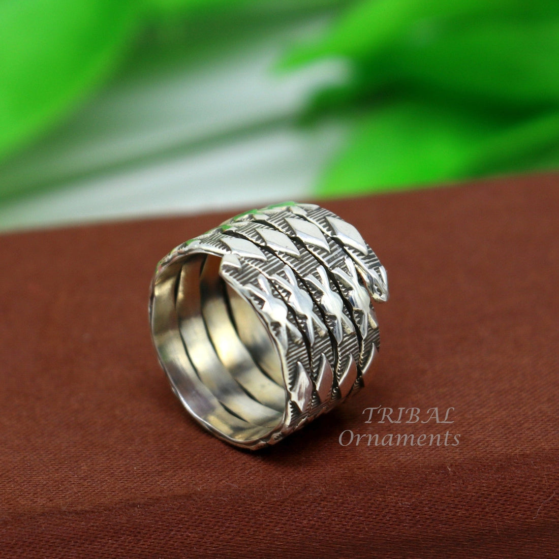 925 Sterling silver Vintage handmade solid spiral design ring band , excellent tribal customized belly dance hippie & boho jewelry sr345 - TRIBAL ORNAMENTS