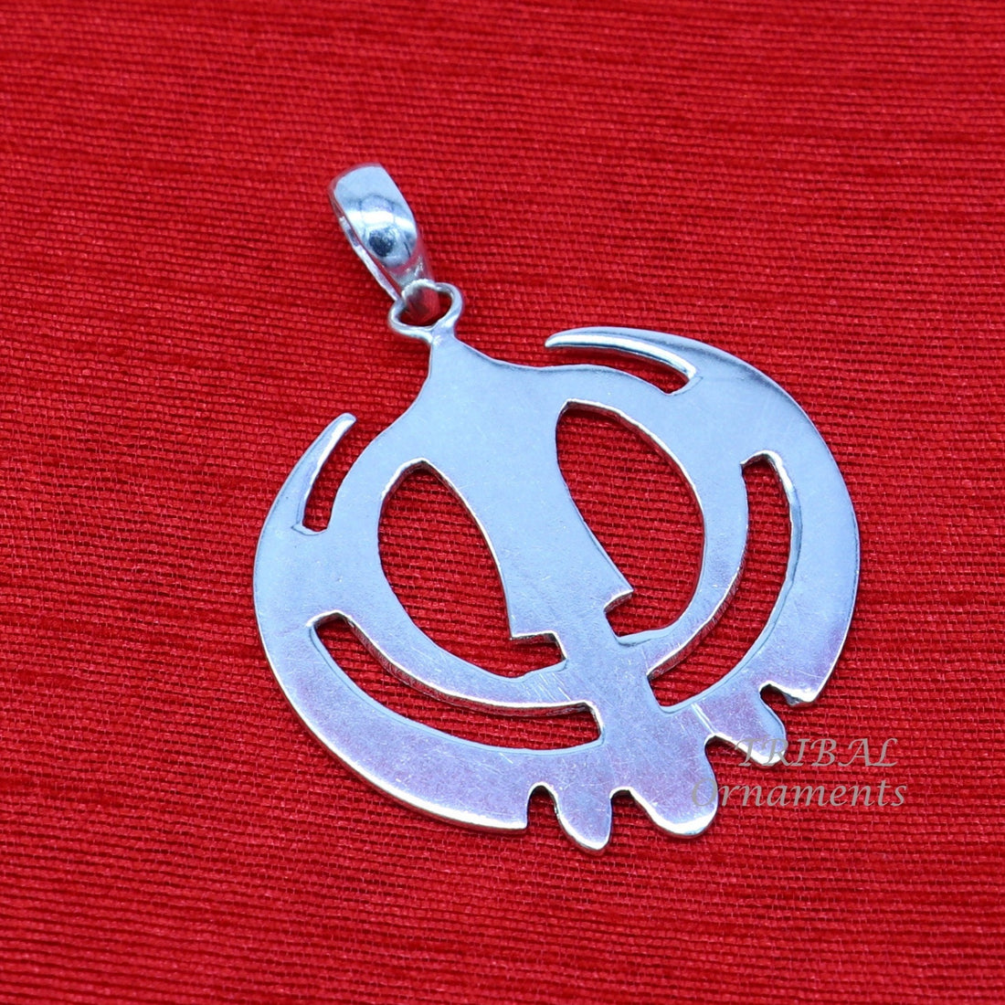 925 sterling silver handmade design holy khalsa Waheguru pendant, sikha Sardar symbol pendant, best blessing pendant from india nsp508 - TRIBAL ORNAMENTS