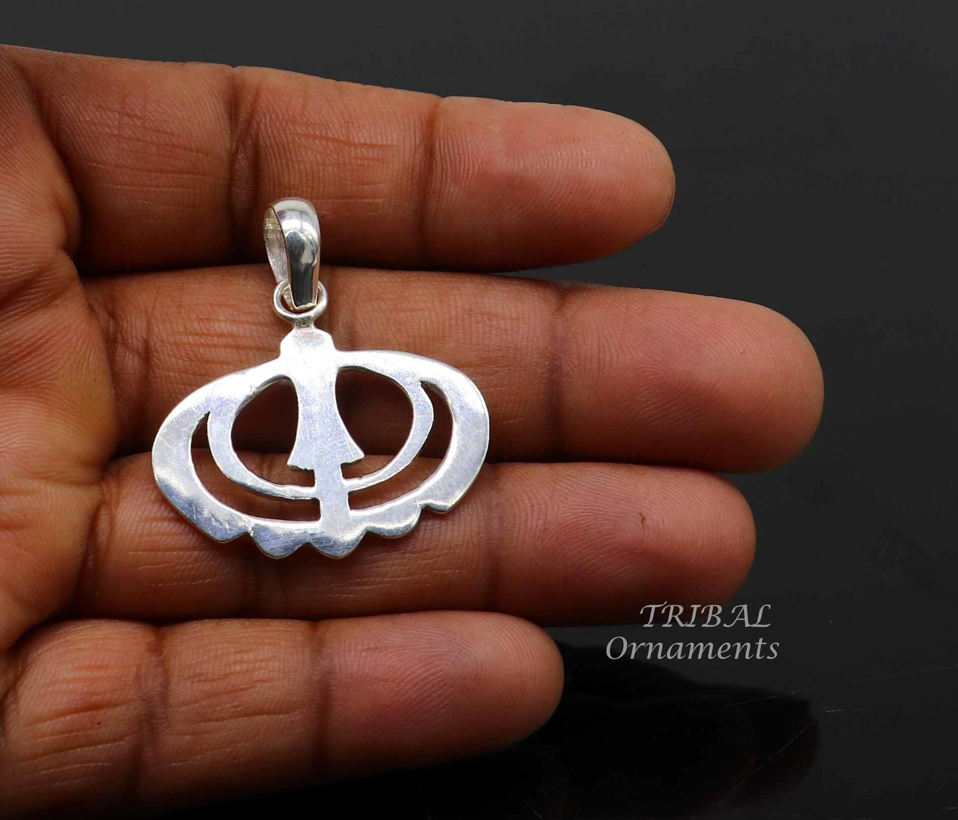 925 sterling silver handmade design holy khalsa Waheguru pendant, sikha Sardar symbol pendant, best blessing pendant from india nsp511 - TRIBAL ORNAMENTS