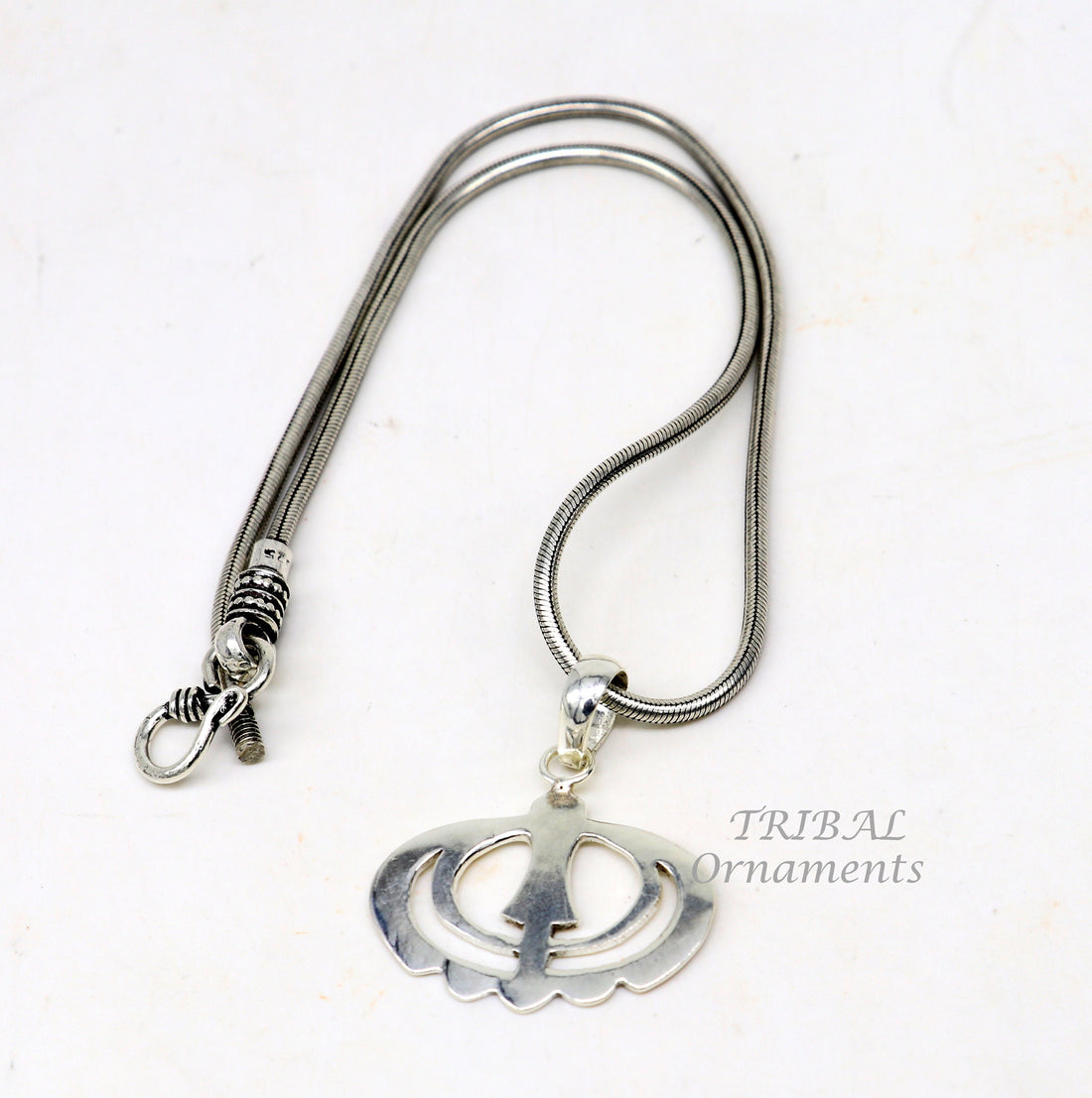 925 sterling silver handmade design holy khalsa Waheguru pendant, sikha Sardar symbol pendant, best blessing pendant from india nsp511 - TRIBAL ORNAMENTS