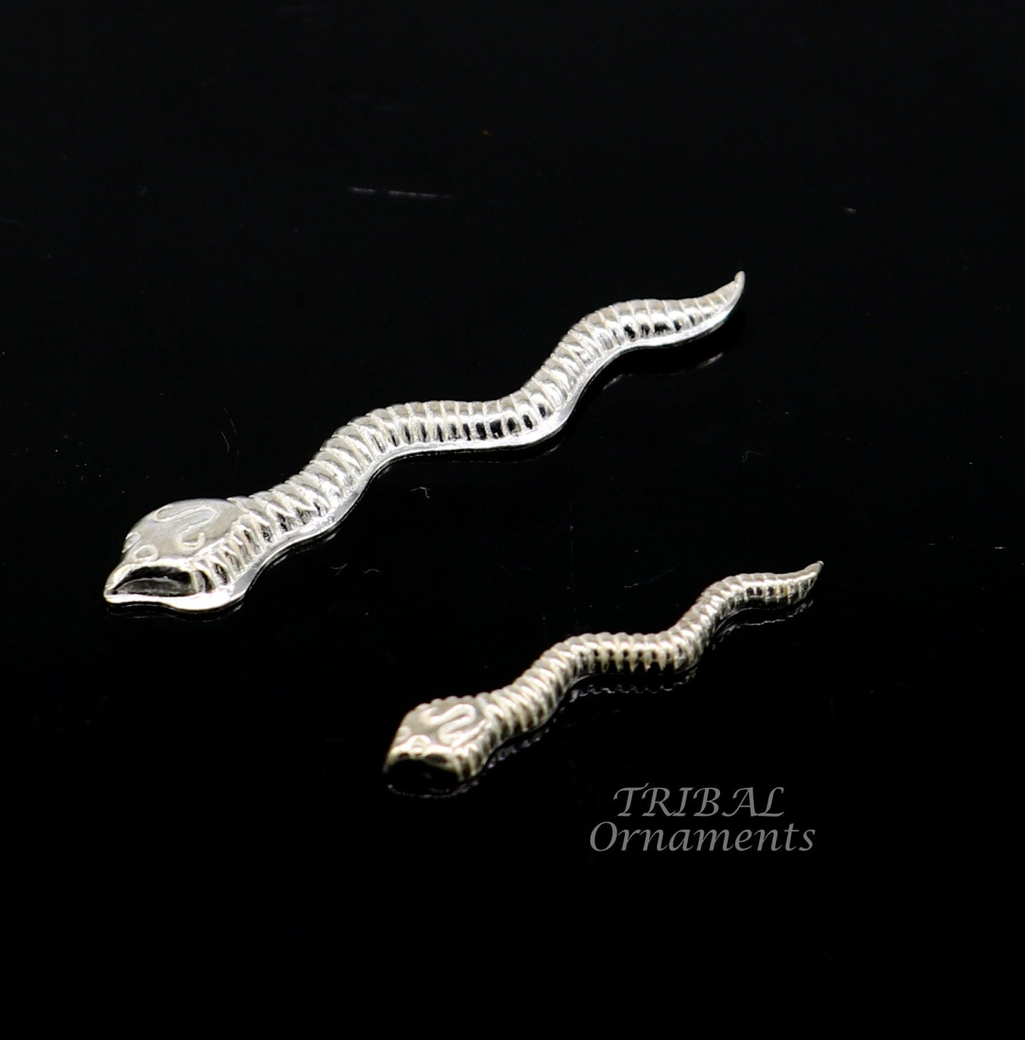 Sterling silver handmade Nag Nagin snake joda pair for puja or worshipping su869 - TRIBAL ORNAMENTS